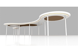 现代流线型景观廊架,增加了空间的层次感与视觉趣味性